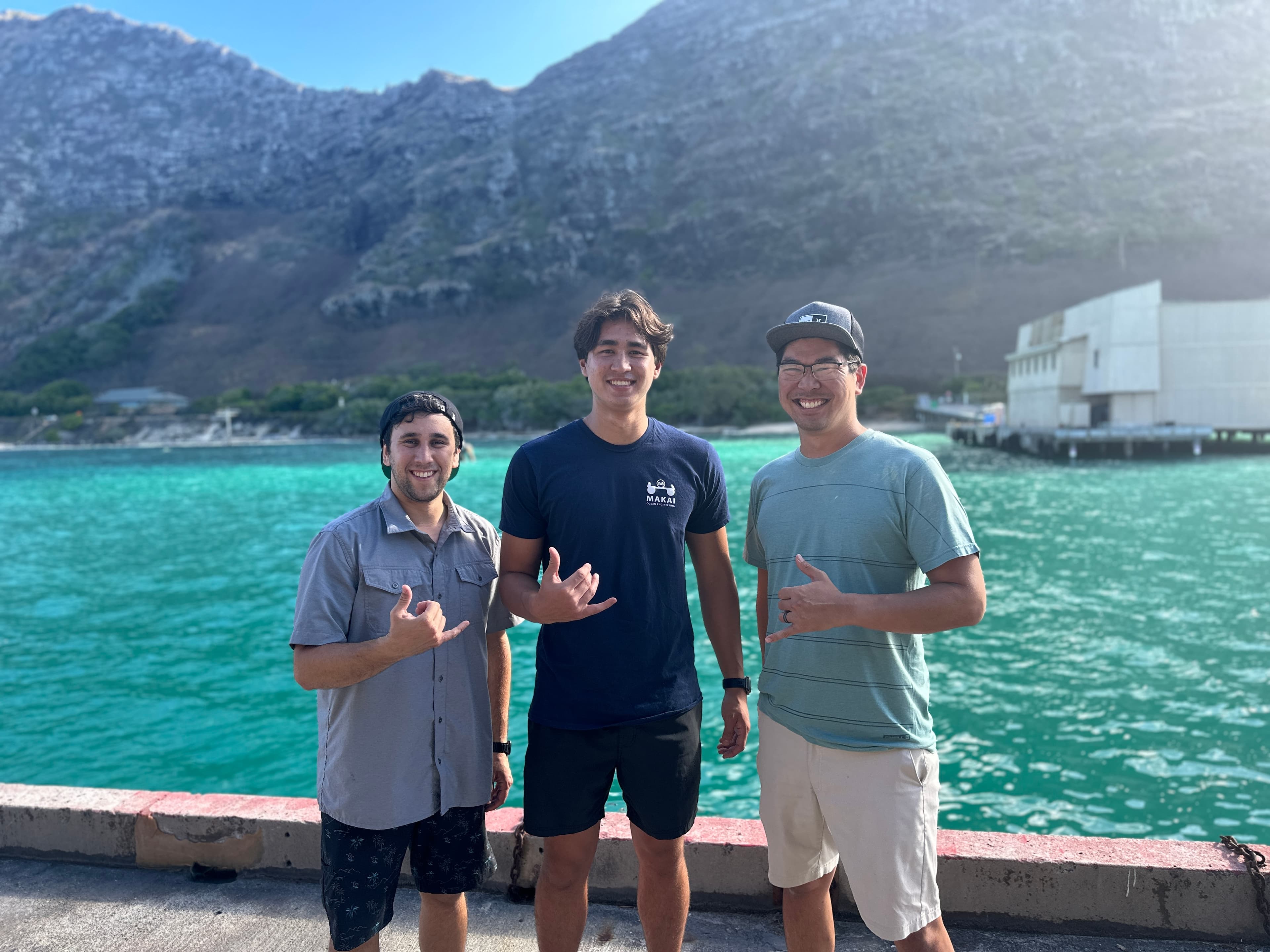 Makai Ocean Engineering team on the pier
