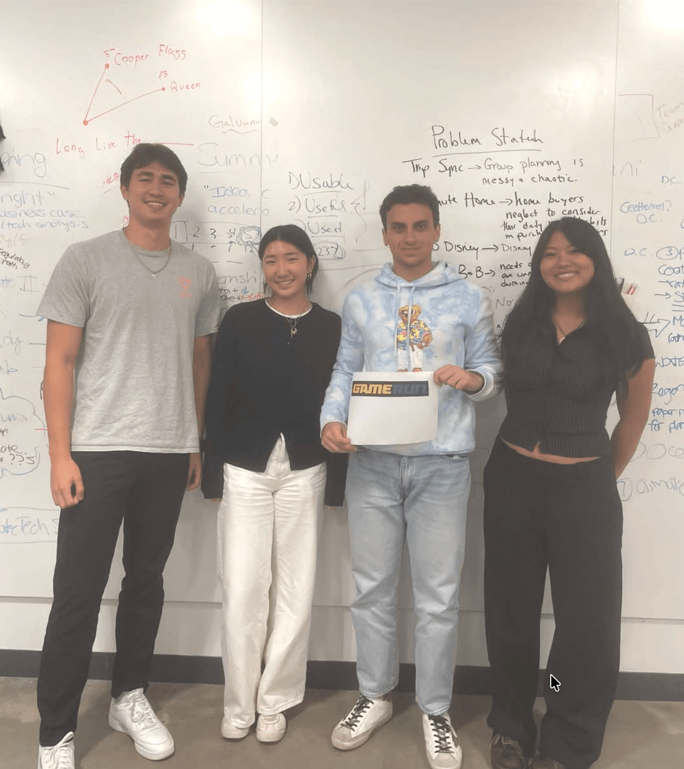 GameRun team with whiteboard